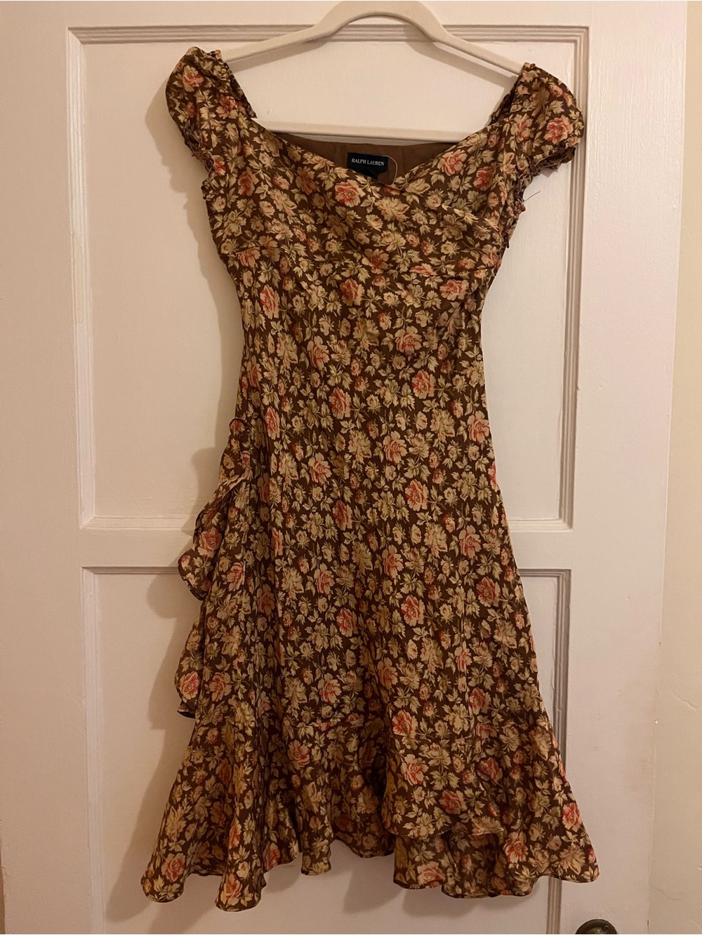 Vintage Silk Ralph Lauren Floral Wrap Dress